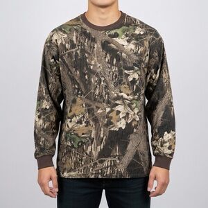 Vintage Wolf Mountain Camo Long Sleeve Shirt Mens XL Green Brown Mossy Oak